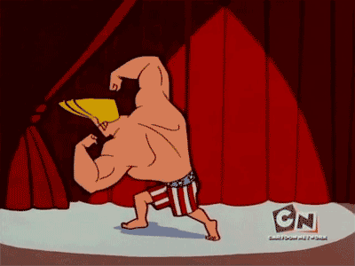 Johnny-Bravo-Showing-Off-His-Muscles-Beer-Belly-At-a-Competition.gif